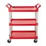 Rubbermaid Commercial Products Heavy Duty 3-Shelf Rolling Service/Utility/Push Cart, 200 lbs. Capacity, Red, for Foodservice/Restaurant/Cleaning (FG342488RED)
