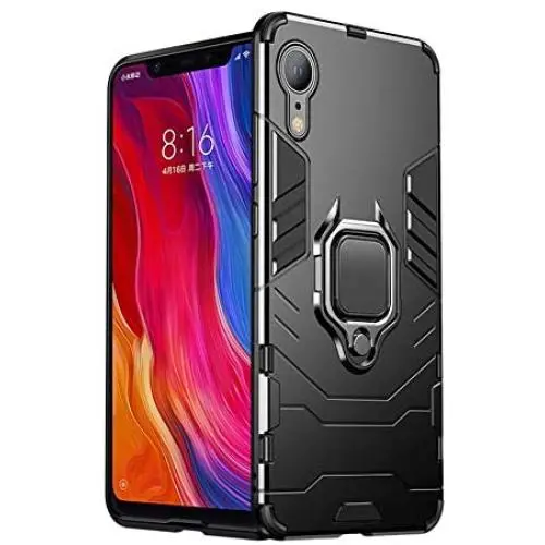 iPhone XR Case, Heavy Duty Shockproof Phone Cover with Magnetic Car Mount Metal Ring Kickstand for Apple iPhone XR 6.1inch - Black iPhone XR Case, Heavy Duty Shockproof Phone Cover with Magnetic Car Mount Metal Ring Kickstand for Apple iPhone XR 6.1inch - Black