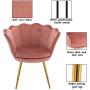 Chairus Living Room Chair, Mid Century Modern Retro Leisure Velvet Accent Chair with Golden Metal Legs, Vanity Chair for Bedroom Dresser, Upholstered Guest Chair(Antique Pink)