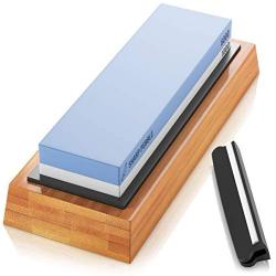 Sharp Pebble Premium Whetstone Knife Sharpening Stone 2 Side Grit 1000/6000 Waterstone- Whetstone Knife Sharpener- NonSlip Bamboo Base & Angle Guide