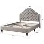 HomeLife Premiere Classics 51'' Tall Platform Bed with Cloth Headboard and Slats - Queen (Light Grey Silver)
