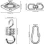 TEANTECH Heavy Duty Stainless Steel 304 Swing Hangers Kits 800LB Capacity with 360°Rotation 8 Screws for Wooden Sets Tire Swing Chair Seat Trapeze Yoga Hammock Chair Sandbag, 2 Set