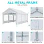 ADVANCE OUTDOOR 20x10 ft Heavy Duty Carport Canopy Car Port Garage Shelter Boat Party Tent, Adjustable Height from 6.5ft to 8.0ft, Removable Window Sidewalls and Doors, White