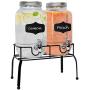 Estilo Glass Set of 2 Mason Jars Beverage Drink Dispensers on Metal Stand with Chalkboard Labels and Chalk with Lids and Leak Free Spigots-1 Gallon