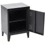 HouseinBox Low Standing Locker Organizer Side End Table Office File Storage Metal Cabinet Cupboard Unit Detachable 4 Legs,Size:15.9 x 12 x 22.6 (Black)