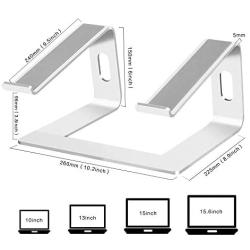 Orionstar Laptop Stand Portable Aluminum Laptop Riser Compatible with Apple Mac MacBook Air Pro 10 to 15.6 Inch Notebook Computer, Detachable Ergonomic Elevator Holder, Silver