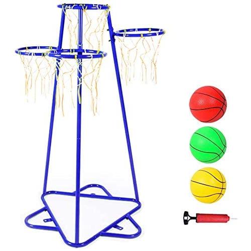 Anditt Kids Basketball Hoop Portable Basketball Stand with 4 Hoops at Varying Heights and 3 Balls Toy Set for Age 3 Years and Up for Toddlers Indoor and Outdoor Sport Games (Blue)