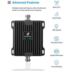 Cell Phone Signal Booster for Home and Office Use - Band 2/5 Cellular Repeater Kit Boosts Verizon, AT&T, T-Mobile GSM 3G Voice, Call and Text Up to 4,500 Sq Ft. Support Multi Devices. (850/1900MHz)