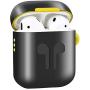 Amoysanli Metal AirPods Case Compatible AirPods 1&2 Charging Cover Case Dual Layer AirPods Cover Skin with Keychain (Not for Wireless Charging Case) (Black)