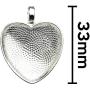 Bastex Heart Shaped Pendants for Jewelry Making. 80 Pieces of DIY Pendant Tray Necklace Charms, Includes Metal Bezels and Cabochons - 1 inch, Silver and Black