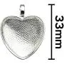 Bastex Heart Shaped Pendants for Jewelry Making. 80 Pieces of DIY Pendant Tray Necklace Charms, Includes Metal Bezels and Cabochons - 1 inch, Silver and Black