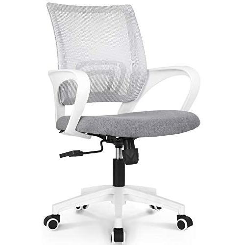 NEO CHAIR Office Chair Computer Desk Chair Gaming - Ergonomic Mid Back Cushion Lumbar Support with Wheels Comfortable Blue Mesh Racing Seat Adjustable Swivel Rolling Home Executive (Grey)