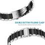 Shangpule Fitbit Charge 2 Wrist Band, Stainless Steel Metal Replacement Smart Watch Band Bracelet with Double Button Folding Clasp for Fitbit Charge 2 (Silver + Black)