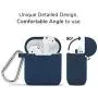 AirPods Case, GMYLE Silicone Protective Shockproof Case Cover Skins with Keychain Compatible with Apple AirPod 2 and 1, Navy Blue [Front LED Visible]