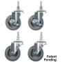 Houseables Caster Wheels, Casters, Set of 4, 3 Inch, Rubber, Heavy Duty, Threaded Stem Mount Industrial Castors, Locking Metal Swivel Wheel, Replacement For Carts, Furniture, Dolly, Workbench, Trolley