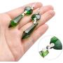 20 Pieces Chandelier Icicle Crystal U-Drop Prisms Lamp Parts Glass Pendants Beads for Wedding, Party or Holiday Decoration, 37mm, Green