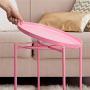 CERBIOR Tray End Table, Round Metal Tray Table Side Sofa Table Anti-Rust and Waterproof Outdoor & Indoor Snack Table Accent Coffee Table Bright Pink