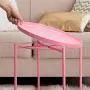 CERBIOR Tray End Table, Round Metal Tray Table Side Sofa Table Anti-Rust and Waterproof Outdoor & Indoor Snack Table Accent Coffee Table Bright Pink