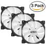 uphere 3-Pack Long Life Computer Case Fan 120mm Cooling Case Fan for Computer Cases Cooling 15LED White,15W3-3