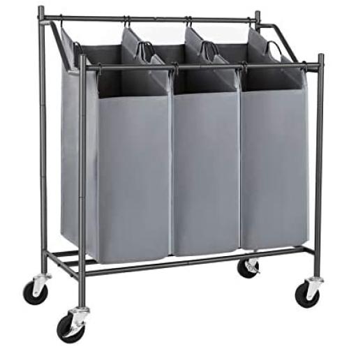 SONGMICS Laundry Clothes Sorters, 3-Bag, Gray
