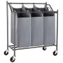 SONGMICS Laundry Clothes Sorters, 3-Bag, Gray