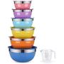 Mixing Bowls, Weiyudang 6 piece Salad Bowl Stainless Steel Basin Metal Bowls Set With Colorful Lids - Set Includes 2, 2.5, 3, 4, 5.5, 7Quart, Measuring Cup as a Gift