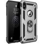 Military Grade Drop Impact for iPhone Xs Max Case 360 Metal Rotating Ring Kickstand Holder Built-in Magnetic Car Mount Armor Heavy Duty Shockproof Cover for iPhone Xs Max Protection Case (Sliver)