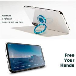 Cell Phone Ring Holder Finger Grip, Allengel 360 Rotation Metal Finger Kickstand Holder for Magnetic Car Mount Compatible with All Smartphone (Ice Blue)