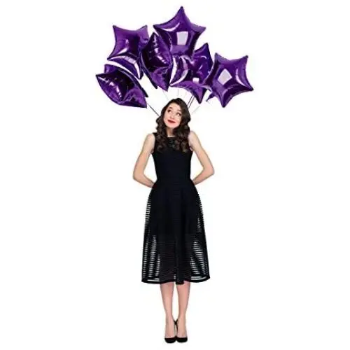 Purple Star Balloons 18 Inch Pack of 6 Premium Foil Star Shaped Balloons for Baby and Bridal Shower Gender Reveal Sweet 16 1st Birthday Party Decorations