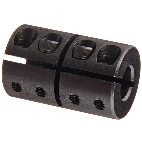 Climax Part ISCC-037-037 Mild Steel, Black Oxide Plating Clamping Coupling, 3/8 inch X 3/8 inch bore, 7/8 inch OD, 1 3/8 inch Length, 6-32 x 3/8 Clamp Screw