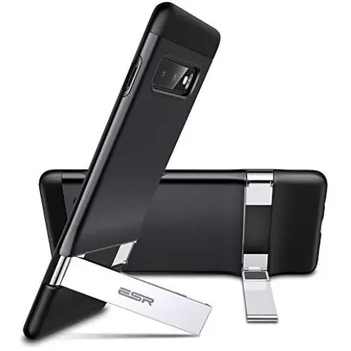 ESR Metal Kickstand Case Compatible with The Samsung Galaxy S10, [Vertical and Horizontal Stand] [Reinforced Drop Protection] Flexible TPU Soft Back for The Samsung Galaxy S10, Matte Black