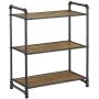VASAGLE 3-Tier Storage Rack, Customizable Bathroom Kitchen Shelf, Industrial Style Extendable Plant Stand with Adjustable Shelf, 25.1 x 12 x 28.9 Inches, for Living Room, Balcony, Rustic Look UBSC24BX