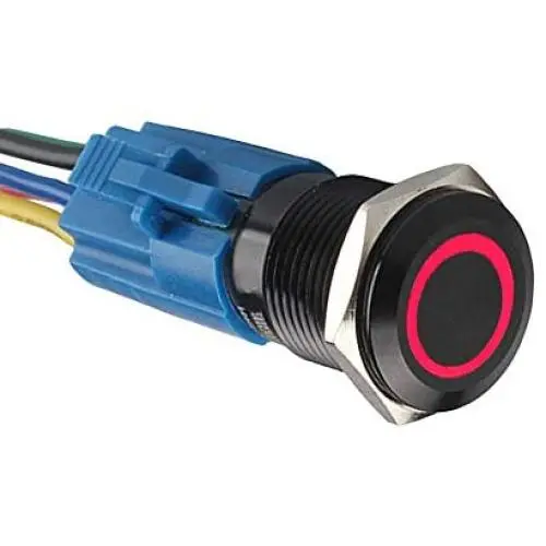 ESUPPORT 16mm 12V 3A Car Red LED Light Angel Eye Metal Push Button Toggle Switch Socket Plug Latching Black Shell ESUPPORT 16mm 12V 3A Car Red LED Light Angel Eye Metal Push Button Toggle Switch Socket Plug Latching Black Shell