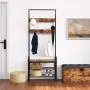 IRONCK Industrial Hall Trees with Bench and Coat Racks, 3-in-1 Hall Tree Entryway Storage Shelf, Accent Furniture with Metal Frame, Easy Assembly, Rustic Brown IRONCK Industrial Hall Trees with Bench and Coat Racks, 3-in-1 Hall Tree Entryway Storage Shelf, Accent Furniture with Metal Frame, Easy Assembly, Rustic Brown