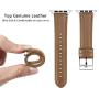 BRG Leather Bands Compatible with Apple Watch Band 44mm 42mm 40mm 38mm, Men Women Replacement Genuine Leather Strap for iWatch SE Series 6 5 4 3 2 1, Brown Band/Silver Adapter, 40mm 38mm