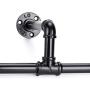 Sumnacon Wall-Mounted Industrial Double Pipe Clothes Bar with Screws, Rustic State Metal Coat Hanger, Garment Holder Rack for Bathroom Cabinet Boutique Clothing Store, Black