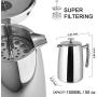Secura French Press Coffee Maker, 50-Ounce, 18/10 Stainless Steel Insulated Coffee Press with Extra Screen