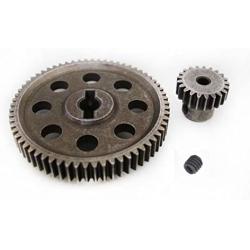 JFtech 11184 & 11181 Differential Steel Metal Super Gear Main Gear 64T & Motor Gear 21T Combo for RC HSP 1/10 Car Truck