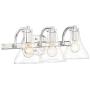 Sorren Modern Wall Light Polished Nickel Hardwired 20 1/2'' Wide 3-Light Fixture Curving Clear Glass for Bathroom Vanity Mirror - Possini Euro Design
