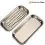 Dukal Stainless Steel Instrument Trays with Strap Handle 8.5'' x 3'' x 1.5''. Catheter Trays Organizer Holder with Lid 8 1/2'' x 3'' x 1 1/2''. Surgical Dental Procedure Tray. Steel Dish with Lid.