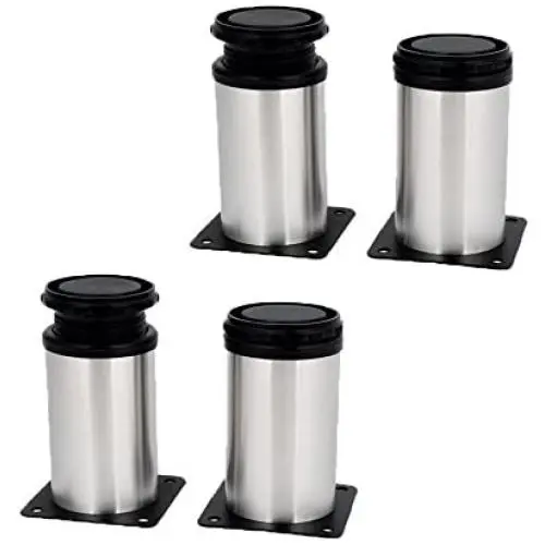 Antrader Stainless Steel Adjustable Furniture Cabinet Legs Round Sofa Bed Kitchen Feet Support with Mounting Screws, 3-inch Height,2'' Dia, Set of 4 Antrader Stainless Steel Adjustable Furniture Cabinet Legs Round Sofa Bed Kitchen Feet Support with Mounting Screws, 3-inch Height,2'' Dia, Set of 4