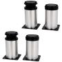 Antrader Stainless Steel Adjustable Furniture Cabinet Legs Round Sofa Bed Kitchen Feet Support with Mounting Screws, 3-inch Height,2'' Dia, Set of 4