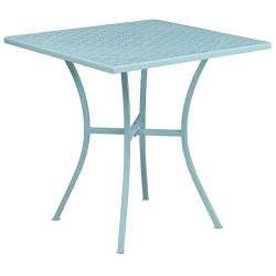 Flash Furniture Commercial Grade 28'' Square Sky Blue Indoor-Outdoor Steel Patio Table