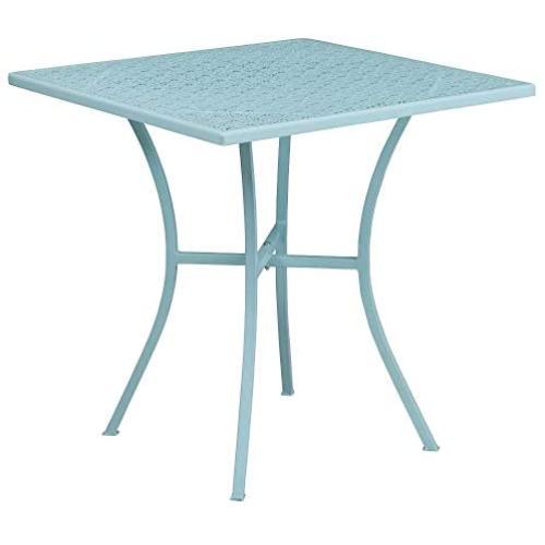 Flash Furniture Commercial Grade 28'' Square Sky Blue Indoor-Outdoor Steel Patio Table
