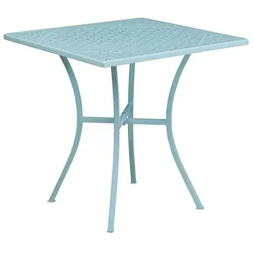 Flash Furniture Commercial Grade 28'' Square Sky Blue Indoor-Outdoor Steel Patio Table Flash Furniture Commercial Grade 28'' Square Sky Blue Indoor-Outdoor Steel Patio Table