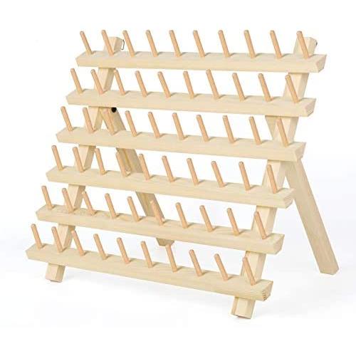HAITRAL 60-Spool Thread Rack, Wooden Thread Holder Sewing Organizer for Sewing, Quilting, Embroidery, Hair-braiding