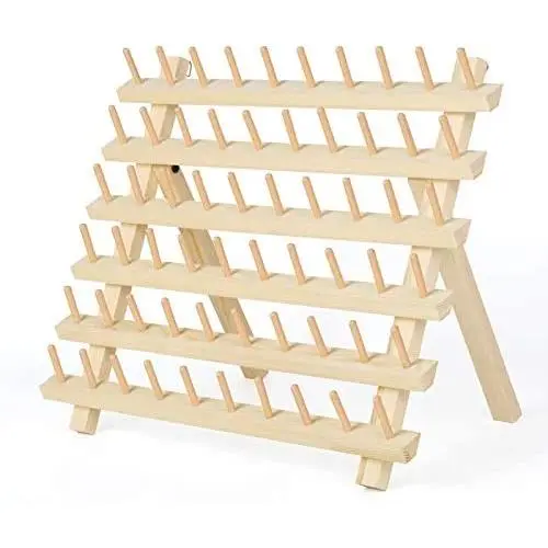 HAITRAL 60-Spool Thread Rack, Wooden Thread Holder Sewing Organizer for Sewing, Quilting, Embroidery, Hair-braiding