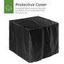 Best Choice Products 28in Fire Pit Table 50,000 BTU Outdoor Wicker Patio Propane Gas w/Faux Wood Tabletop, Glass Beads, Cover, Hideaway Tank Holder, Lid – Brown