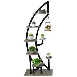 Flower Plant Stand Indoor Pots Stander Display Iron MetalDecorative Plant Holder Pots Holder Shelf Flower Rack Multifunctional Shelf Unit Storage Rack Outdoor Indoor for Living Room Garden (1, Black)