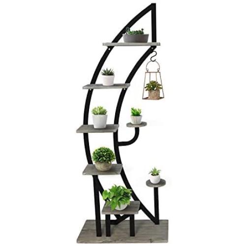 Flower Plant Stand Indoor Pots Stander Display Iron MetalDecorative Plant Holder Pots Holder Shelf Flower Rack Multifunctional Shelf Unit Storage Rack Outdoor Indoor for Living Room Garden (1, Black)